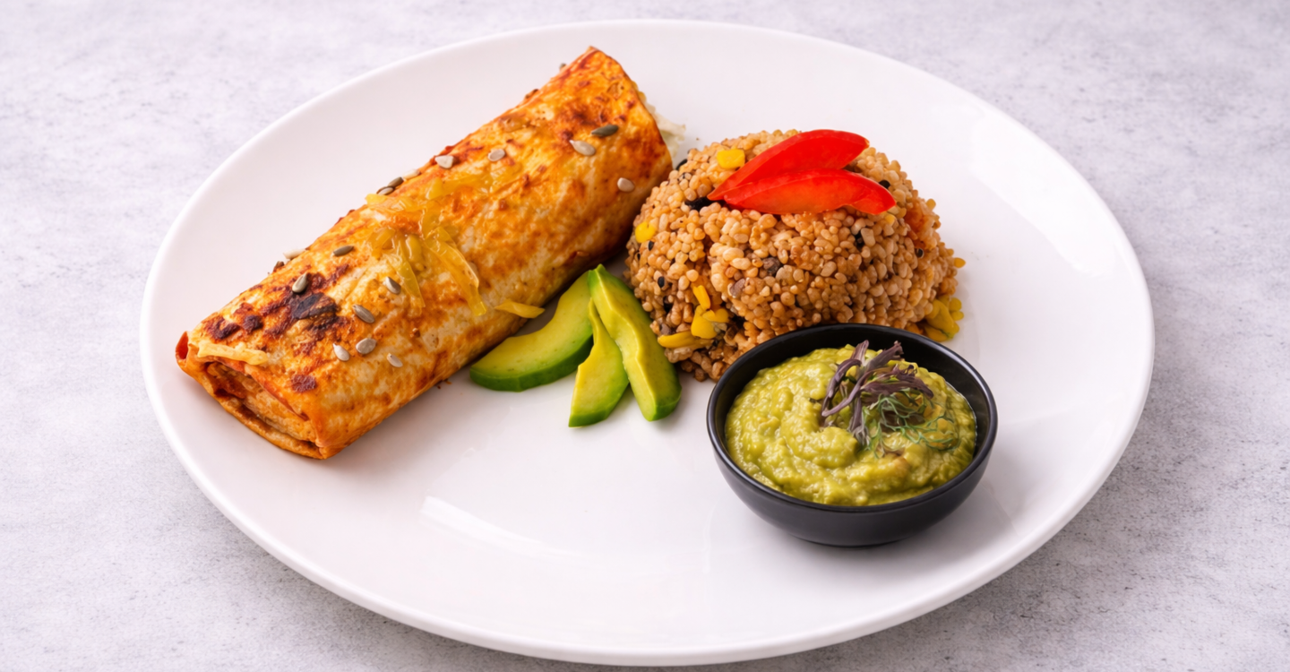 Zapečena enchelada sa šampinjonima i sojinim medaljonima 